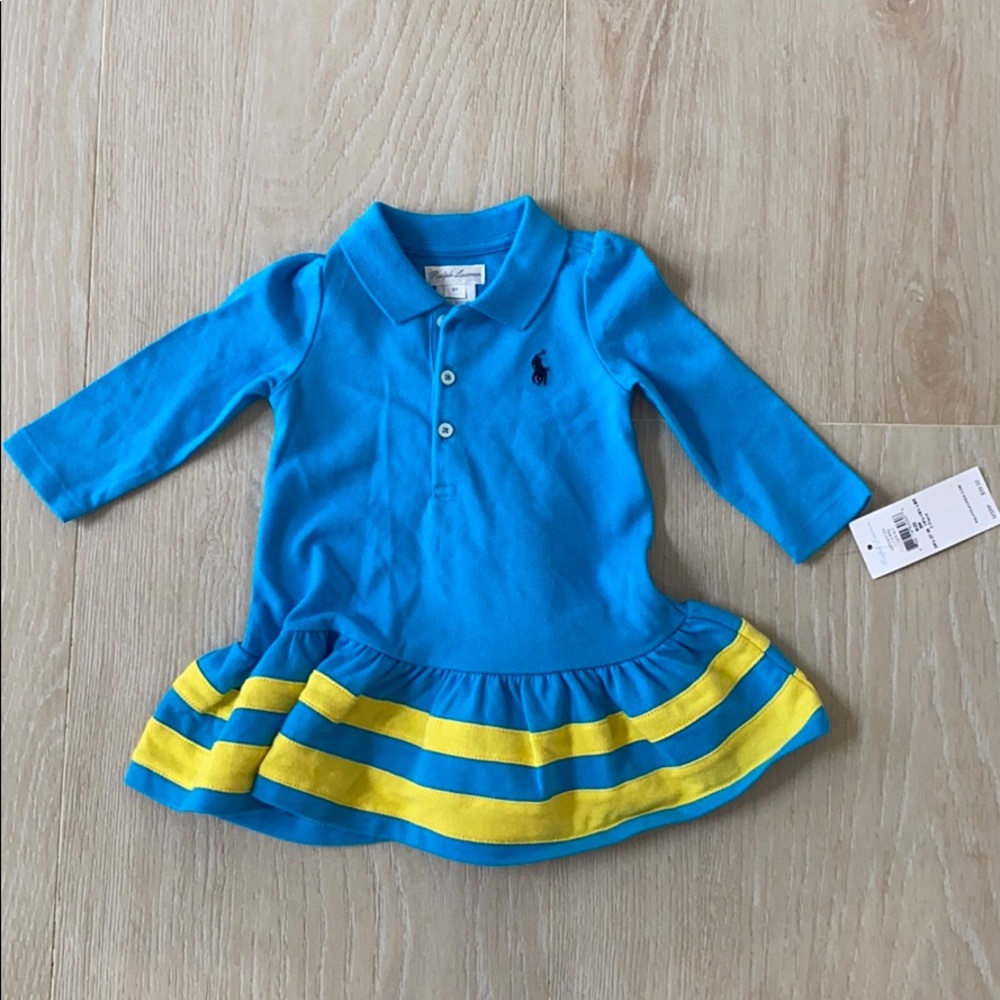 NWT Ralph Lauren Blue and Yellow 6 Month Dress